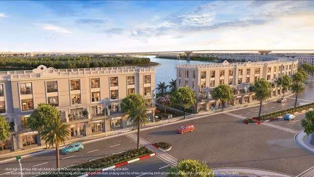 Phối cảnh dãy shophouses của phân khu Quý Tộc nằm trên trục đường huyết mạch.