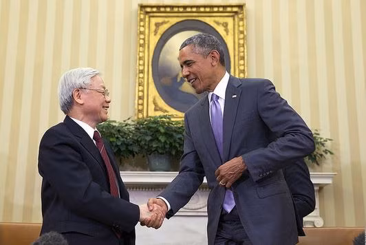 Tổng bí thư Nguyễn Phú Trọng và Tổng thống Mỹ Barack Obama tại Nhà Trắng. Ảnh: Đại sứ quán Hoa Kỳ tại Việt Nam. Tổng bí thư Nguyễn Phú Trọng và Tổng thống Mỹ Barack Obama tại Nhà Trắng. Ảnh: Đại sứ quán Hoa Kỳ tại Việt Nam.