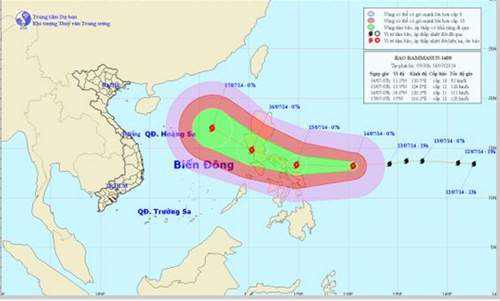 Chùm ảnh đường đi và vị trí cơn bão.