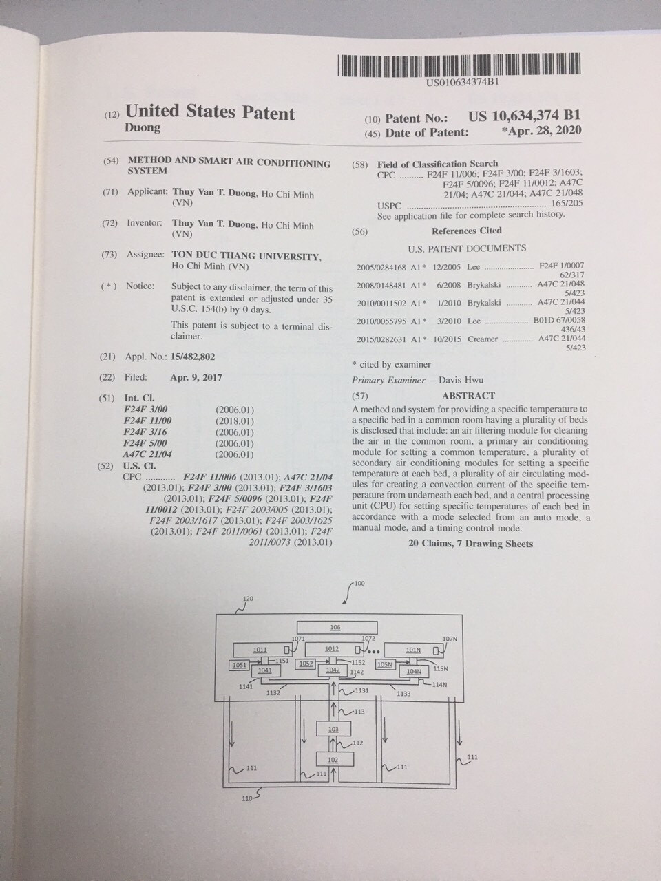 Bằng sáng chế USPTO của Tiến sĩ Thùy Vân (Ảnh:V.N)