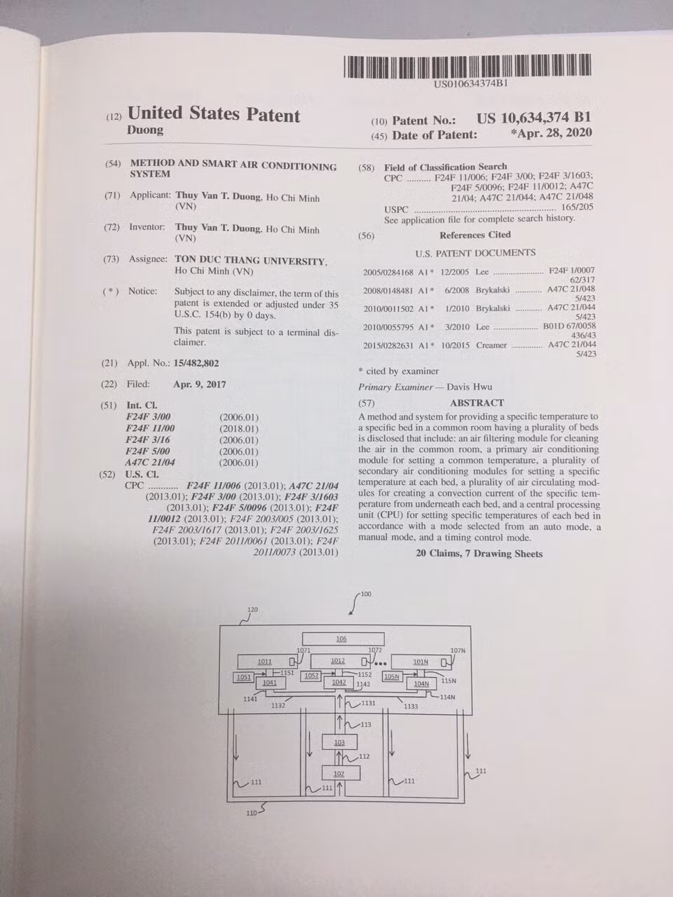 Bằng sáng chế USPTO của Tiến sĩ Thùy Vân (Ảnh:V.N)