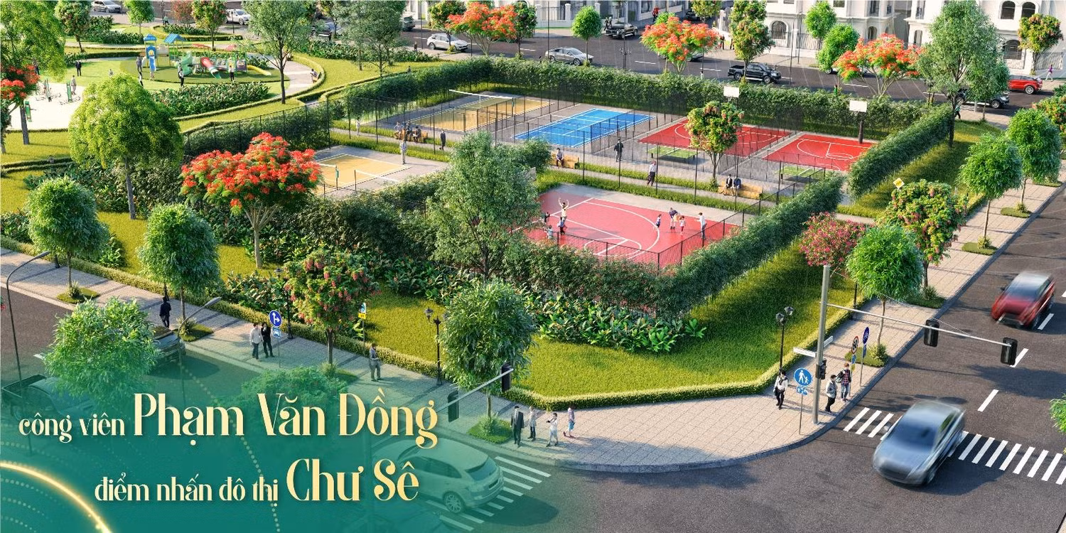 Công viên Phạm Văn Đồng mang lại tiện ích sống cho người dân đô thị mới. Ảnh: GH