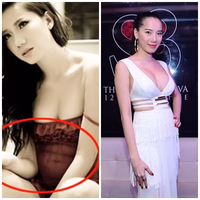 Cách diện trang phục xuyên thấu và những đường cut-out thiếu tinh tế này chẳng những không giúp Chung Thục Quyên khoe vóc dáng của mình, mà còn khiến vòng 2 của cô bị 'hiện nguyên hình'