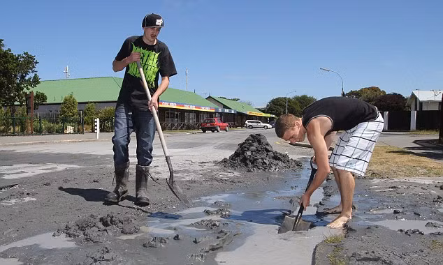 Đường lồi lõm sau động đất ở Christchurch, New Zealand