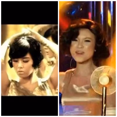 Wonder Girls (trái) và "phiên bản F2" Khởi My.
