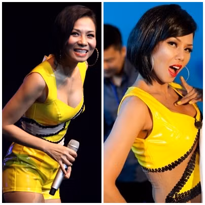 "Bản gốc" Thu Minh (trái) và ca sĩ Thúy Uyên.