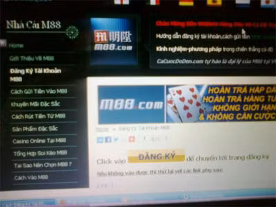 Giao diện trang web M88.com
