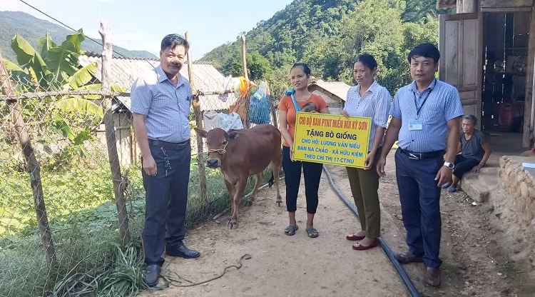 Tặng bò cho hộ nghèo ở Kỳ Sơn (Ảnh chỉ mang tính chất minh họa từ Tạp chí Tri ân)