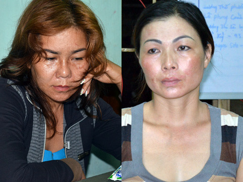 Huệ và Vân tại cơ quan điều tra.