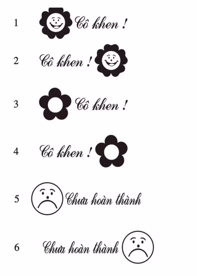 Biểu tượng có thể dùng khi nhận xét học sinh tiểu học.