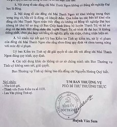 Trích công văn 819 do Phó Bí thư thường trực tỉnh Sóc Trăng ký hồi tháng 10 vừa qua (ảnh: CTV) Trích công văn 819 do Phó Bí thư thường trực tỉnh Sóc Trăng ký hồi tháng 10 vừa qua (ảnh: CTV)