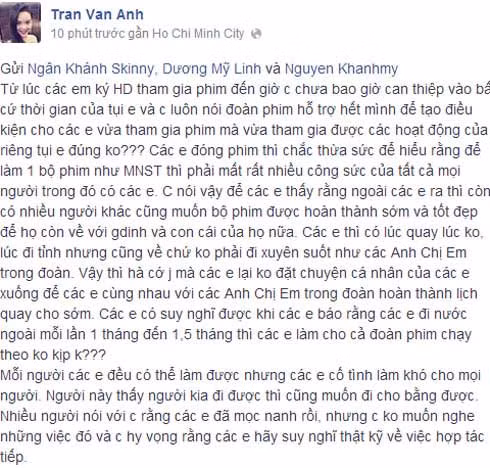Nhân viên sản xuất phim Người đẹp Sài Thành tố Ngân Khánh, Khánh My, Dương Mỹ Linh trên trang cá nhân