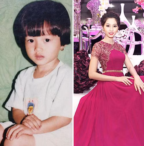 Hoa hậu Đặng Thu Thảo thuở đi mẫu giáo với tư thế tạo dáng khác chỉ đôi chút so với hình ảnh mới đây.