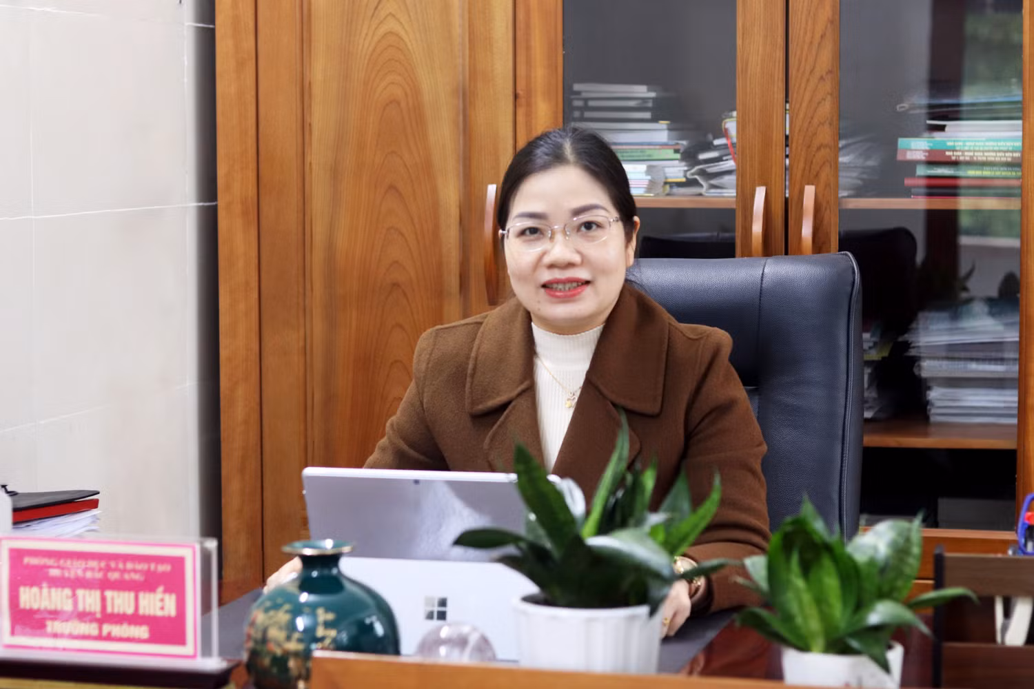 Bà Hoàng Thị Thu Hiền - Trưởng phòng Giáo dục và Đào tạo huyện Bắc Quang (tỉnh Hà Giang). Ảnh: Ngân Chi.