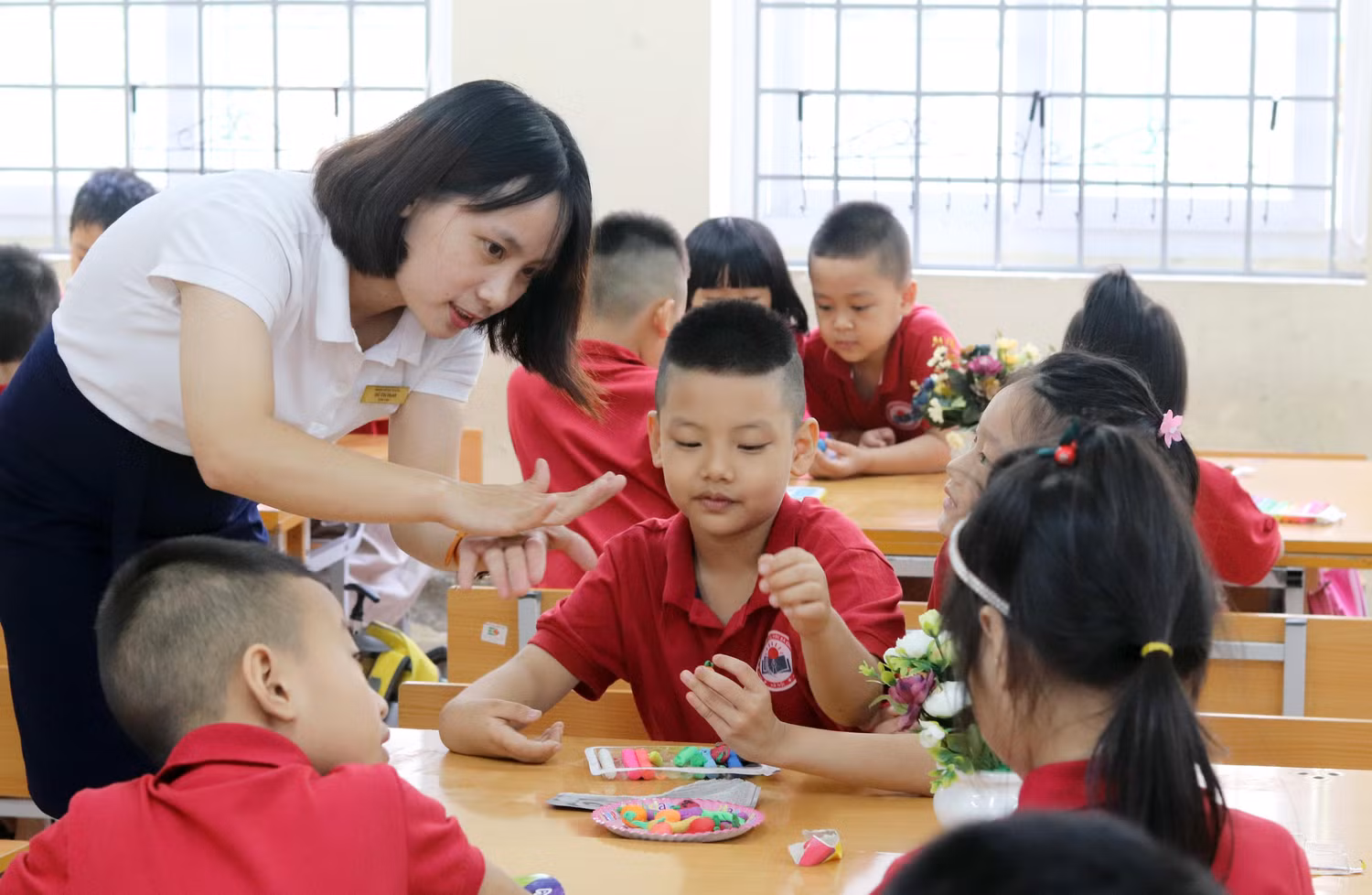 Giờ học tại Trường Tiểu học Ba Đình (quận Ba Đình, Hà Nội). (Ảnh: Ngân Chi).