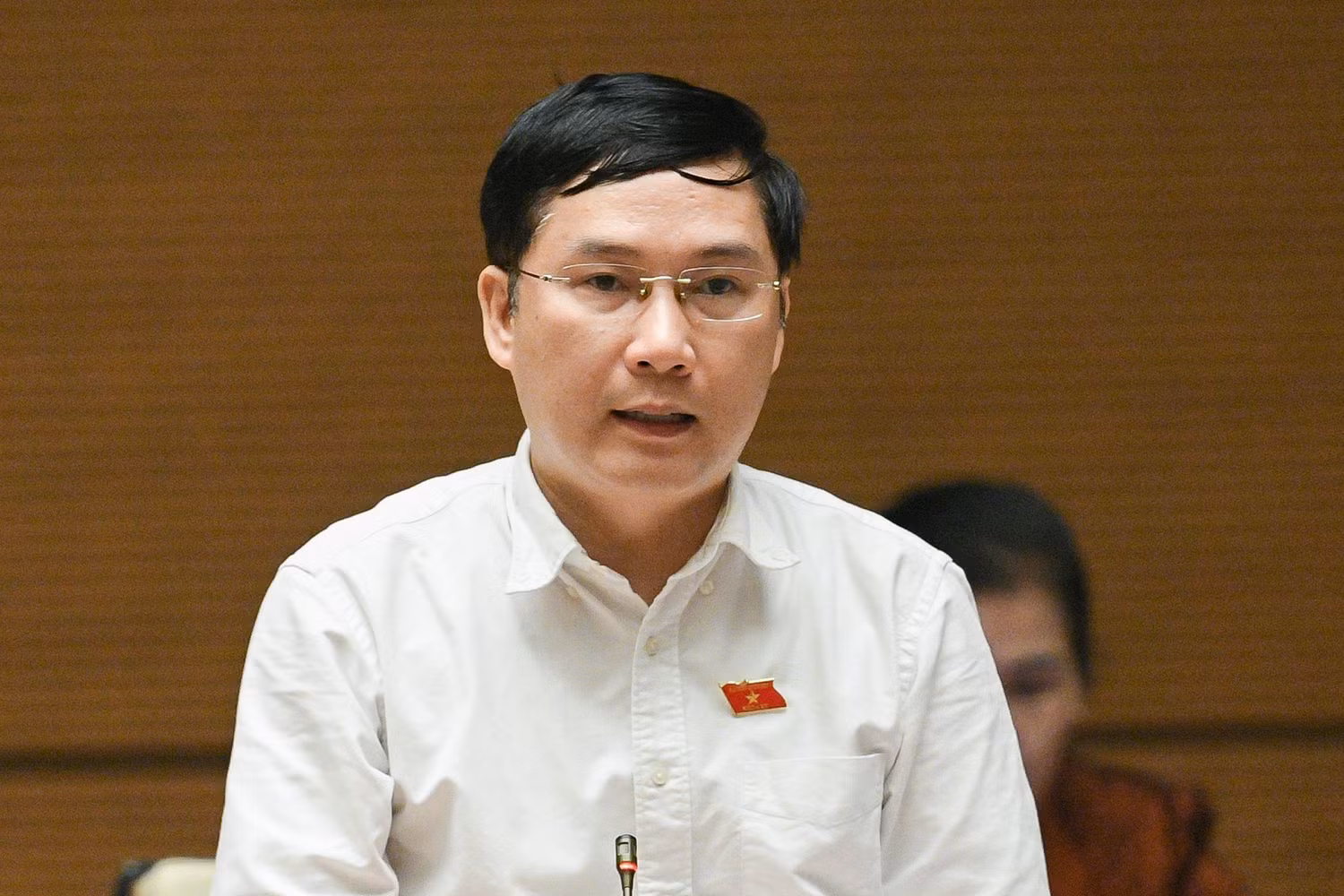 Đại biểu Lê Hoàng Anh - Đoàn Đại biểu Quốc hội tỉnh Gia Lai đề nghị nói rõ hơn về việc xử lý vi phạm của bà Nguyễn Phương Hằng.Ảnh: quochoi.vn.