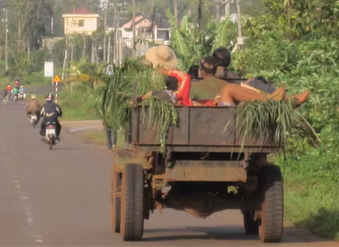 Ngủ trên xe công nông. Chụp vào lúc 17 giờ ngày 25/6 tại Gia Lai. Ảnh: Tùy Phong.