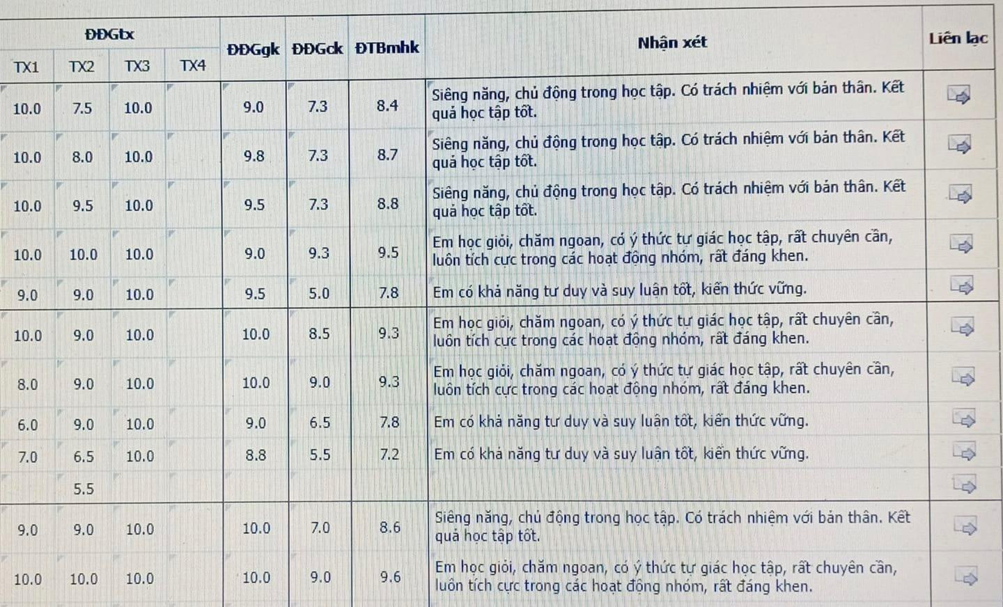 Trên tin nhắn điện tử mà phụ huynh mua hằng năm không hiển thị phần nhận xét (Ảnh: Nguyên Khang)