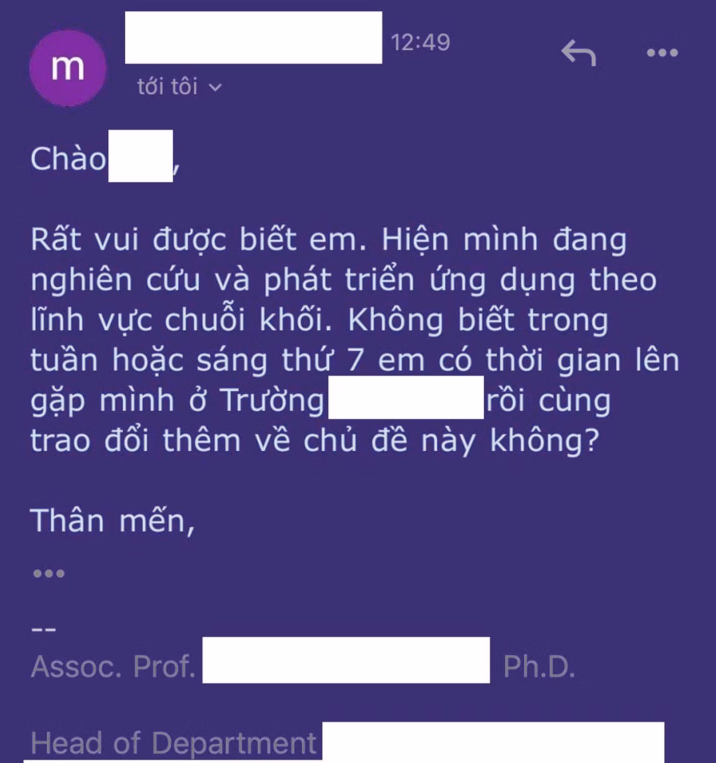 Theo thầy Công: Trong ảnh là thư của trưởng khoa từ 1 trường đại học có tiếng ở Hà Nội gửi cho học sinh của mình. Với các thành tích và năng lực hiện có, bạn ấy đã có thể chắc suất vào bất kì trường kĩ thuật nào ở Việt Nam. Tôi vẫn rất ngưỡng mộ cách làm của "đại học ấy", chân thành, giản dị và ... cầu tài. Ảnh: NVCC.