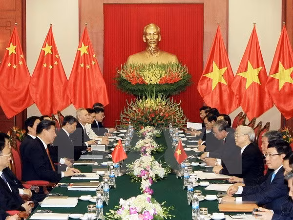 Tổng Bí thư Nguyễn Phú Trọng hội đàm với Tổng Bí thư, Chủ tịch nước Trung Quốc Tập Cận Bình. (Ảnh: Phạm Kiên) Tổng Bí thư Nguyễn Phú Trọng hội đàm với Tổng Bí thư, Chủ tịch nước Trung Quốc Tập Cận Bình. (Ảnh: Phạm Kiên)