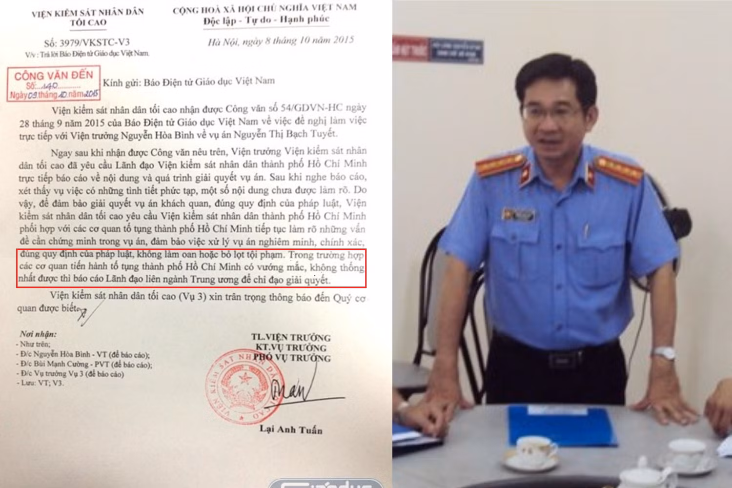 Vụ án Nguyễn Thị Bạch Tuyết có thể ảnh hưởng đến đường quan lộ của ông Dương Ngọc Hải, vì vậy gần đây xuất hiện thông tin Hội đồng xét xử Tòa án nhân dân thành phố Hồ Chí Minh đang chịu nhiều sức ép. Chỉ đạo của Viện kiểm sát tối cao (phần chữ được khoanh đỏ trên ảnh) được cho là chưa phù hợp. Theo quy định của pháp luật, bất kỳ vụ án nào cũng phải được xem xét xử lý dựa trên chứng cứ và pháp luật.