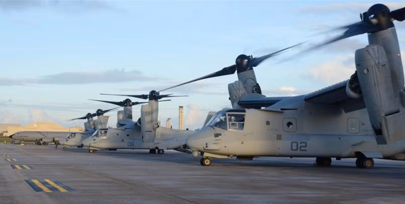 Máy bay MV-22 Osprey phù hợp với mục tiêu xây dựng lực lượng có khả năng cơ động mạnh, có thể nhanh chóng triển khai ở khu vực tranh chấp tại châu Á-Thái Bình Dương của quân Mỹ. Mỹ nhấn mạnh, cất cánh từ Okinawa, máy bay Osprey có thể vươn tới biển Hoa Đông, Đài Loan, Philippines Máy bay MV-22 Osprey phù hợp với mục tiêu xây dựng lực lượng có khả năng cơ động mạnh, có thể nhanh chóng triển khai ở khu vực tranh chấp tại châu Á-Thái Bình Dương của quân Mỹ. Mỹ nhấn mạnh, cất cánh từ Okinawa, máy bay Osprey có thể vươn tới biển Hoa Đông, Đài Loan, Philippines