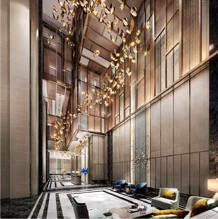 Sảnh đón tiếp của Vinpearl Luxury Landmark 81 sở hữu kiến trúc độc đáo, thời thượng. Sảnh đón tiếp của Vinpearl Luxury Landmark 81 sở hữu kiến trúc độc đáo, thời thượng.
