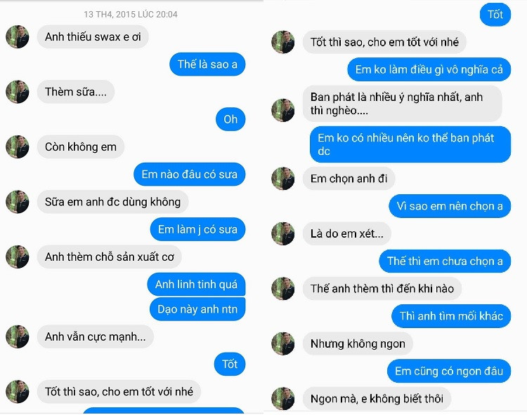 Nội dung tin nhắn được cho là ông Thanh nhắn gạ tình cô M.. Ảnh: NVCC.