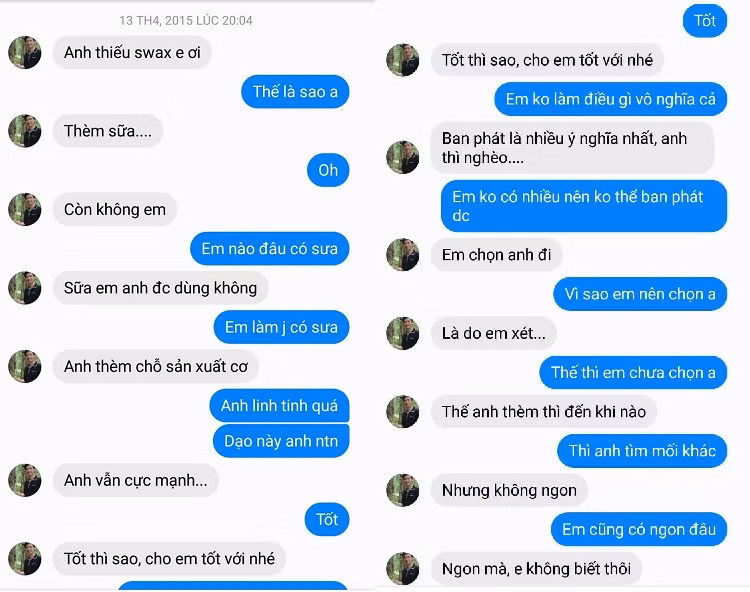 Nội dung tin nhắn được cho là ông Thanh nhắn gạ tình cô M.. Ảnh: NVCC.