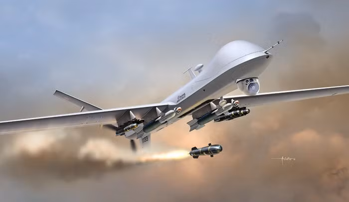 Máy bay không người lái MQ-9 Reaper của Mỹ phóng tên lửa Hellfire (ảnh minh họa)