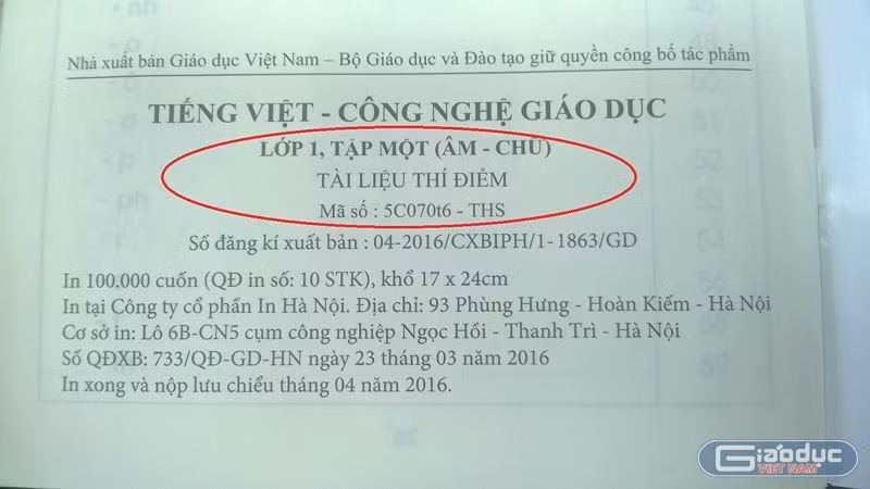 Tiếng Việt 1 Công nghệ giáo dục vẫn đang trong giai đoạn "thí điểm", dù được "thẩm định", nhưng không thẩm định về tính pháp lý trong việc triển khai tài liệu này như sách giáo khoa theo Điều 29 Luật Giáo dục hiện hành.