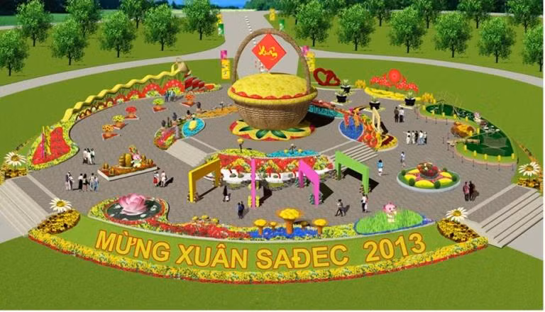 Mô hình quảng trường hoa - điểm nhấn Hội hoa Xuân Sa Đéc 2013 Mô hình quảng trường hoa - điểm nhấn Hội hoa Xuân Sa Đéc 2013