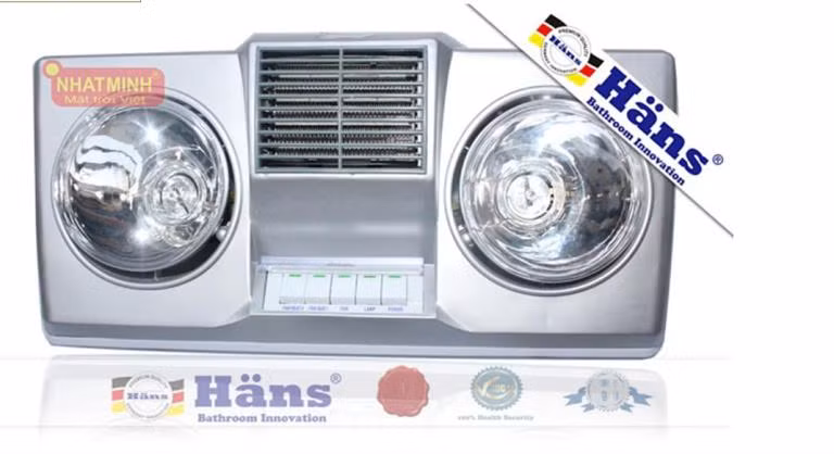 Với phòng tắm có diện tích dưới 6m2: chỉ nên chọn loại đèn sưởi 2 bóng Với phòng tắm có diện tích dưới 6m2: chỉ nên chọn loại đèn sưởi 2 bóng