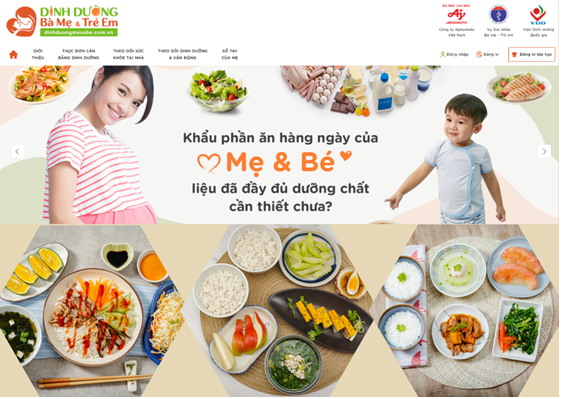 Phần mềm giúp đảm bảo thực đơn cân bằng dinh dưỡng hàng ngày cho mẹ và bé.