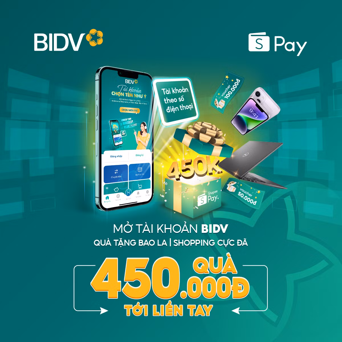 Nhiều ưu đãi cho khách hàng khi mở tài khoản BIDV trên Shopee