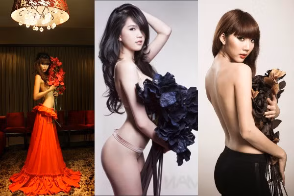 Hoa Các loại hoa giả là phụ kiện hữu hiệu giúp che chắn "núi đôi" của Hà Anh, Ngọc Trinh và Ngọc Quyên. Hoa Các loại hoa giả là phụ kiện hữu hiệu giúp che chắn "núi đôi" của Hà Anh, Ngọc Trinh và Ngọc Quyên.
