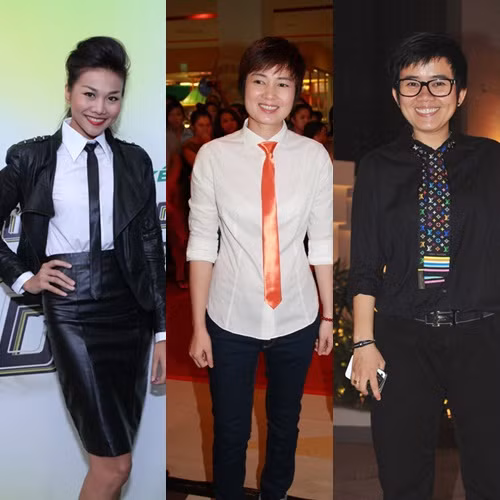 Thanh Hằng, Thúy Vinh & Phương Uyên mỗi người một vẻ khi diện cà vạt.