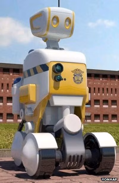 Robot cai ngục đầu tiên trên thế giới. Ảnh: Yonhap.