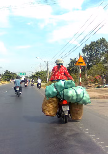 Người ngồi sau cao ngang đầu người lái. Ảnh: Nguyễn Văn Vịnh.