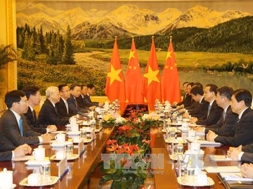 Quang cảnh cuộc hội kiến. (Ảnh: Trí Dũng/TTXVN)