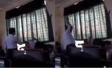 Vì muốn học trò tiến bộ hơn, thầy giáo H. đã dùng gậy đánh mạnh một cái vào mông: Ảnh: Vietnamnet