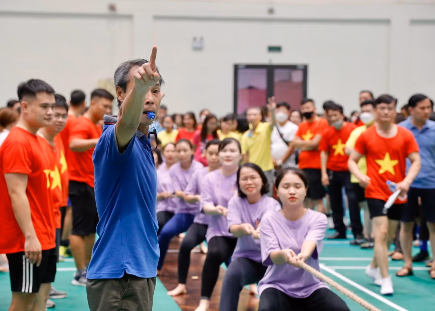 Kéo co là môn thi đấu đầu tiên tại Hội khỏe công nhân, viên chức, lao động, lực lượng vũ trang và sinh viên quận Cầu Giấy năm 2022.