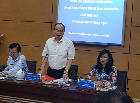 Bí thư Thành ủy Nguyễn Thiện Nhân phát biểu tại buổi làm việc (Ảnh: P.L) Bí thư Thành ủy Nguyễn Thiện Nhân phát biểu tại buổi làm việc (Ảnh: P.L)