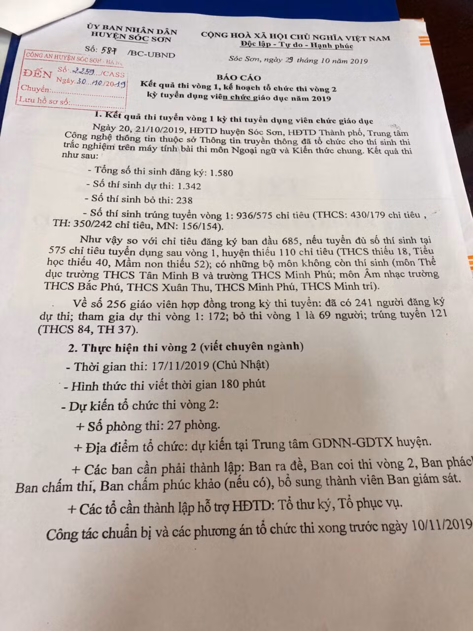 Thông báo về kỳ thi tuyển viên chức tại huyện Sóc Sơn (Ảnh:V.N) Thông báo về kỳ thi tuyển viên chức tại huyện Sóc Sơn (Ảnh:V.N)