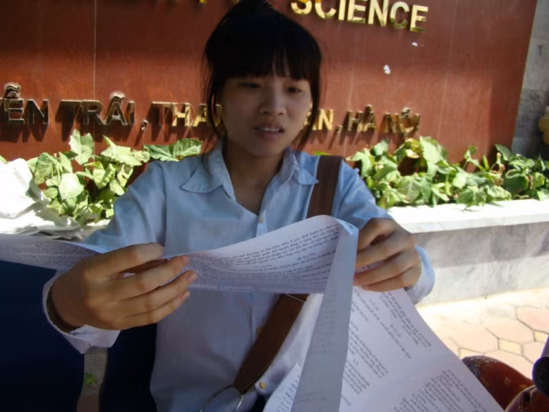 Thí sinh Nguyễn Hoài Anh dự đoán năm nay sẽ có nhiều điểm cao môn Địa - Ảnh: Bích Thảo