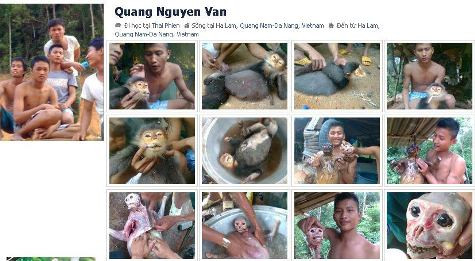 Những hình ảnh ghi lại quá trình giết hại chú voọc đang mang thai khiến cộng đồng mạng hết sức bất bình. (Ảnh chụp lại màn hình) Những hình ảnh ghi lại quá trình giết hại chú voọc đang mang thai khiến cộng đồng mạng hết sức bất bình. (Ảnh chụp lại màn hình)