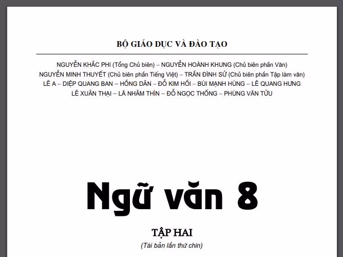 Riêng sách Ngữ văn 8, tập 2 của chương trình 2000 cũng đã có 3 vị hiện nay làm tổng chủ biên 3 bộ sách ngữ văn mới của VEPIC, HEID và Nhà xuất bản Giáo dục Việt Nam. Ảnh chụp màn hình. Riêng sách Ngữ văn 8, tập 2 của chương trình 2000 cũng đã có 3 vị hiện nay làm tổng chủ biên 3 bộ sách ngữ văn mới của VEPIC, HEID và Nhà xuất bản Giáo dục Việt Nam. Ảnh chụp màn hình.
