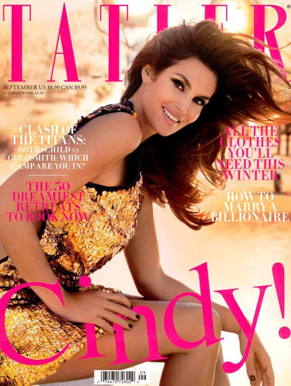 Nắng vàng mùa thu đã về cùng Cindy Crawford trên trang bìa Tạp chí Tatler của UK.