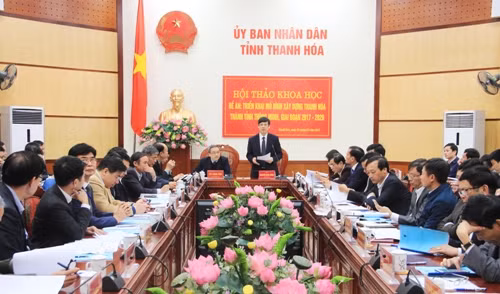 Chủ tịch UBND tỉnh Nguyễn Đình Xứng phát biểu tại cuộc hội thảo. Ảnh: Thanhhoa.gov.vn. Chủ tịch UBND tỉnh Nguyễn Đình Xứng phát biểu tại cuộc hội thảo. Ảnh: Thanhhoa.gov.vn.
