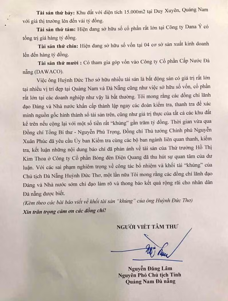 Trang cuối cùng trong bức tâm thư của ông Nguyễn Đăng Lâm. Ảnh nhân vật cung cấp cho Báo điện tử Giáo dục Việt Nam.